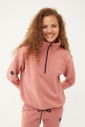 Kadın Pudra Düz Paça, Dik Yaka Yarım Fermuarlı Sweatshirt Takım | 1632 - 12