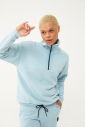Kadın Aqua Düz Paça, Dik Yaka Yarım Fermuarlı Sweatshirt Takım | 1632 - 9