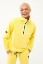 Kadın Toz Sarı Düz Paça, Dik Yaka Yarım Fermuarlı Sweatshirt Takım | 1632 - 11