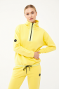 Kadın Toz Sarı Düz Paça, Dik Yaka Yarım Fermuarlı Sweatshirt Takım | 1632 - 1