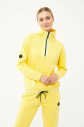 Kadın Toz Sarı Düz Paça, Dik Yaka Yarım Fermuarlı Sweatshirt Takım | 1632 - 2