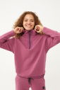 Kadın Plum Düz Paça, Dik Yaka Yarım Fermuarlı Sweatshirt Takım | 1632 - 14