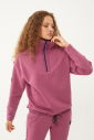 Kadın Plum Düz Paça, Dik Yaka Yarım Fermuarlı Sweatshirt Takım | 1632 - 9