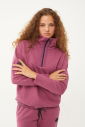 Kadın Plum Düz Paça, Dik Yaka Yarım Fermuarlı Sweatshirt Takım | 1632 - 15