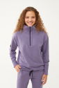 Kadın Lavanta Düz Paça, Dik Yaka Yarım Fermuarlı Sweatshirt Takım 1632 - 7