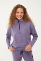 Kadın Lavanta Düz Paça, Dik Yaka Yarım Fermuarlı Sweatshirt Takım 1632 - 8