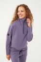 Kadın Lavanta Düz Paça, Dik Yaka Yarım Fermuarlı Sweatshirt Takım 1632 - 9