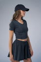 Kadın Antrasit Yıkamalı Washed Crop Body | 4576 - 3