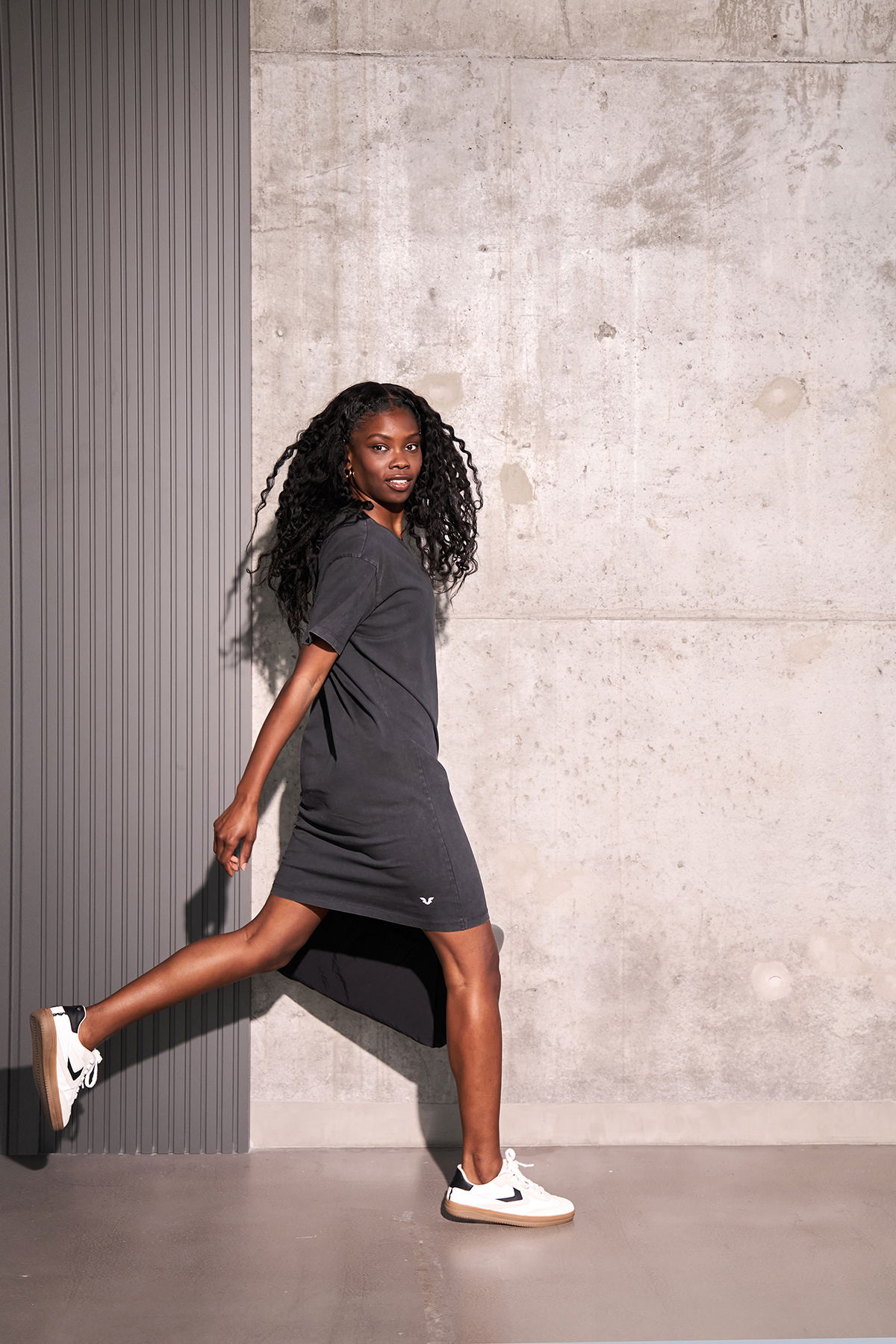 Kadın Antrasit Yıkamalı Washed Oversize Elbise | 3914 - BİLCEE