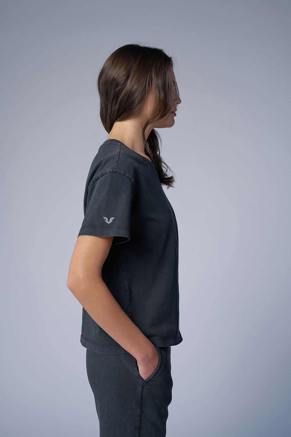 Kadın Antrasit Yıkamalı Washed Oversize Tişört | 3917 - BİLCEE (1)