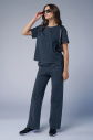 Kadın Antrasit Yıkamalı Washed Taşlı Oversize Tişört | 3912 - 9