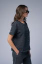 Kadın Antrasit Yıkamalı Washed Taşlı Oversize Tişört | 3912 - 5