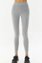 Kadın Gri Melanj Organik Pamuklu Yüksek Bel Basic Esnek ve Spor Tayt 0108 - 1