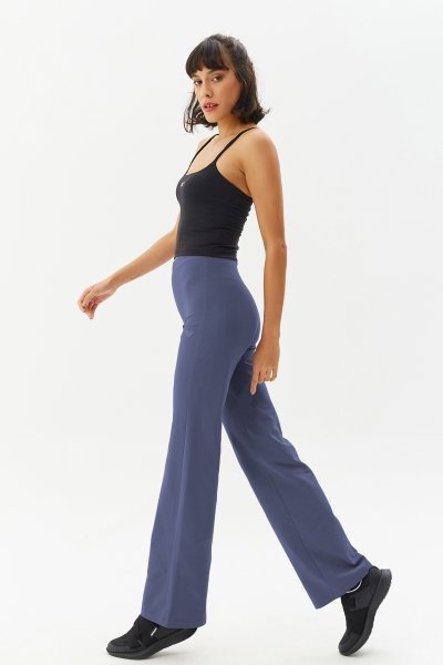 BİLCEE - Kadın Lacivert Yüksek Bel Bol Paça Yoga Pantolonu 0311