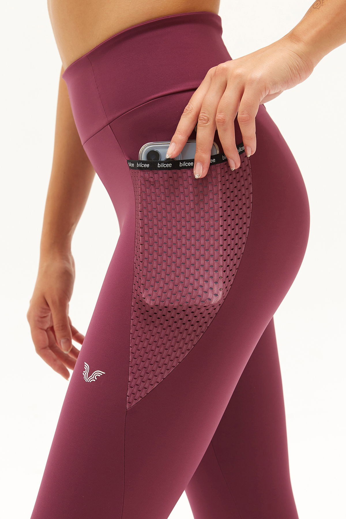 Kadın Mürdüm Yüksek Bel Cepli Esnek ve Toparlayıcı Cepli Sporcu Taytı | 0739 - BİLCEE (1)