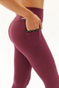 Kadın Mürdüm Yüksek Bel Cepli Esnek ve Toparlayıcı Cepli Sporcu Taytı | 0739 - 5