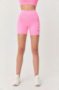 Kadın Neon Pembe Melanj Yüksek Bel Diz Üstü Sporcu Biker Tayt | 9711 - 1