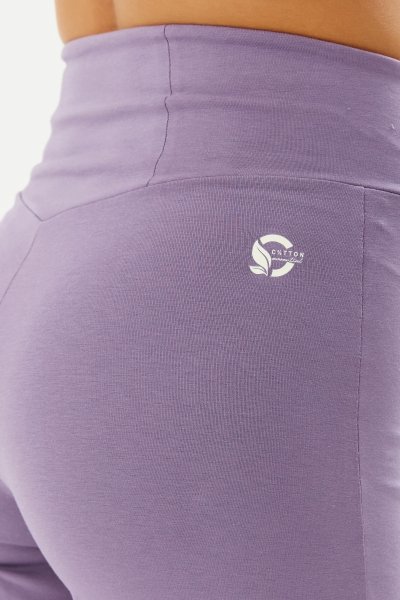 Kadın Mor Yüksek Bel Pamuklu Spor ve Günlük Bol Paça Yoga Pantolonu Eşofman Altı 0118