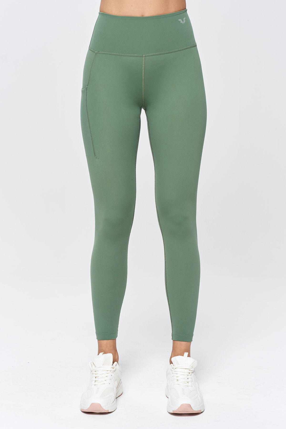 Kadın Yeşil Yüksek Bel Fırçalı Yumuşak Toparlayıcı Cepli Sporcu Tayt | 9774 - BİLCEE (1)