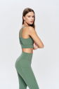 Kadın Yeşil Yüksek Bel Fırçalı Yumuşak Toparlayıcı Cepli Sporcu Tayt | 9774 - 3