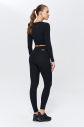 Kadın Siyah Yüksek Bel Fırçalı Yumuşak Toparlayıcı Sporcu Tayt | 9819 - 4