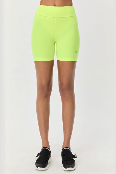 Kadın Fosfor Yüksek Bel Kısa Boy Biker Sporcu Tayt | 9730 