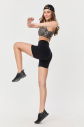 Kadın Siyah Yüksek Bel Kısa Boy Biker Sporcu Tayt | 9730 - 9