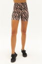 Kadın Spor Fashion Bej Zebra Yüksek Bel Esnek ve Toparlayıcı Biker Kısa Sporcu Taytı | 0751 - 8