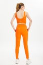 Kadın Turuncu Yüksek Bel Spor ve Günlük Likralı Esnek Antrenman Fashion Sporcu Tayt Pantolon | 0676 - 6