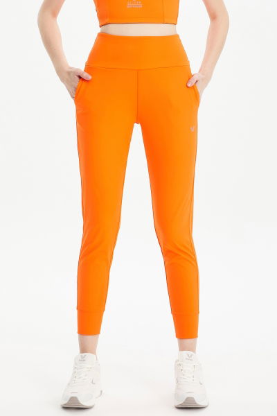 Kadın Turuncu Yüksek Bel Spor ve Günlük Likralı Esnek Antrenman Fashion Sporcu Tayt Pantolon | 0676 