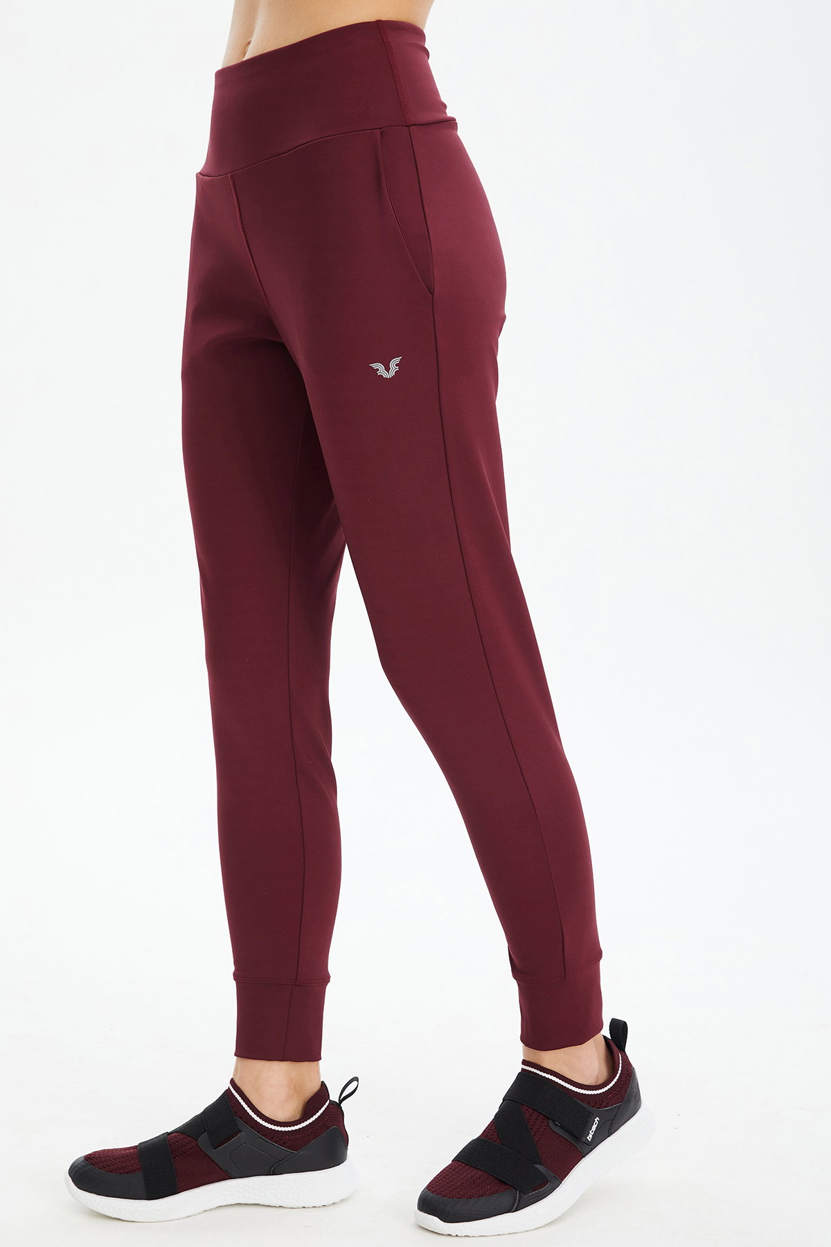 Kadın Bordo Yüksek Bel Spor ve Günlük Likralı Esnek Antrenman Fashion Sporcu Tayt Pantolon | 0676 - BİLCEE