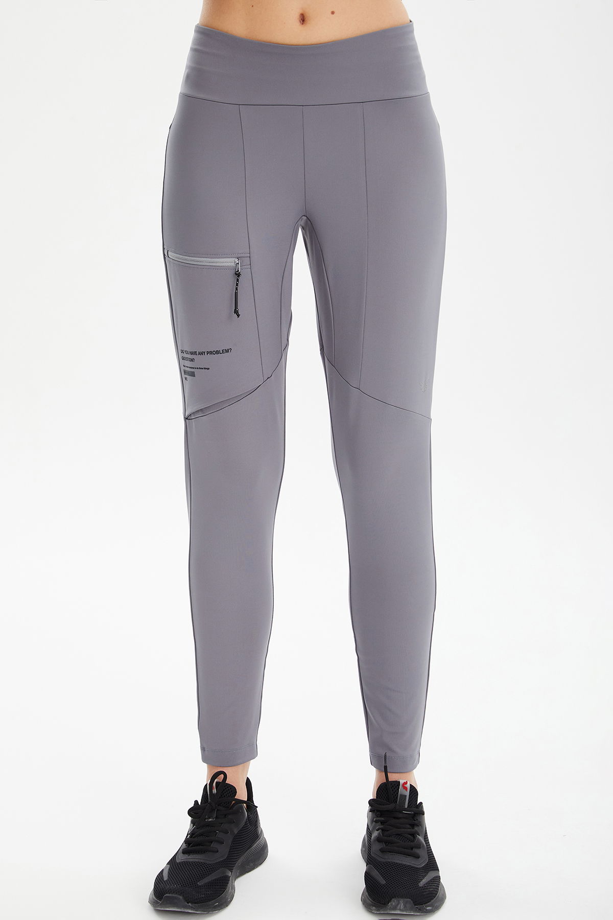 Kadın Gri Yüksek Bel Likralı Parçalı Outdoor Tayt Pantolon | 0674 - BİLCEE (1)