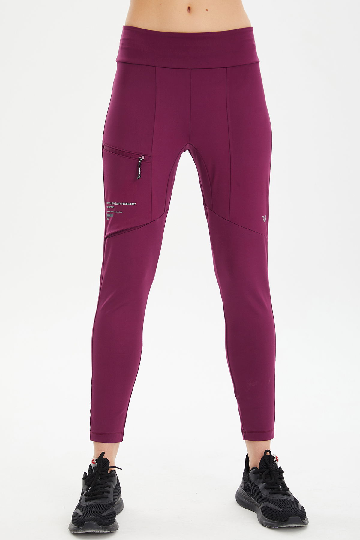 Kadın Mürdüm Yüksek Bel Likralı Parçalı Outdoor Tayt Pantolon | 0674 - BİLCEE