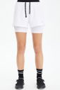 Kadın Beyaz Yüksek Bel Likralı Spor ve Günlük Taytlı Tenis Şortu | 0712 - 1