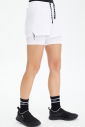 Kadın Beyaz Yüksek Bel Likralı Spor ve Günlük Taytlı Tenis Şortu | 0712 - 3