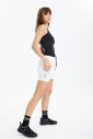 Kadın Beyaz Yüksek Bel Likralı Spor ve Günlük Taytlı Tenis Şortu | 0712 - 4