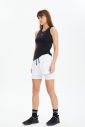 Kadın Beyaz Yüksek Bel Likralı Spor ve Günlük Taytlı Tenis Şortu | 0712 - 7