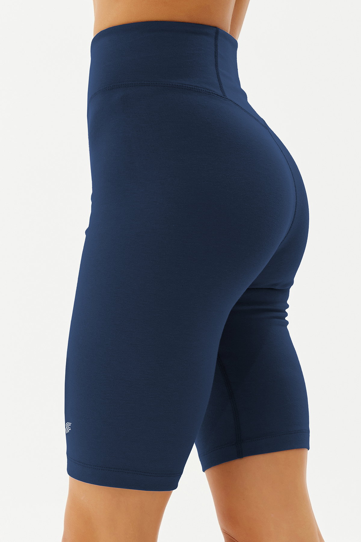 Kadın Lacivert Yüksek Bel Organik Pamuklu Esnek ve Toparlayıcı Kısa Spor Biker Tayt | 0115 - BİLCEE