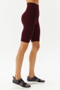 Kadın Bordo Yüksek Bel Organik Pamuklu Esnek ve Toparlayıcı Kısa Bıker Tayt | 0115 - 5