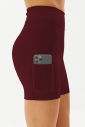 Kadın Bordo Yüksek Bel Organik Pamuklu Esnek ve Toparlayıcı Biker Şort Kısa Spor Tayt | 0114 - 1