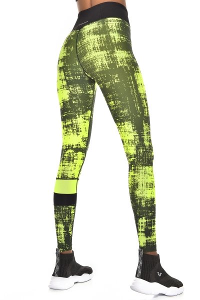 Bilcee Neon Yeşil Kadın Yüksek Bel Toparlayıcı Spor Tayt GW-9228
