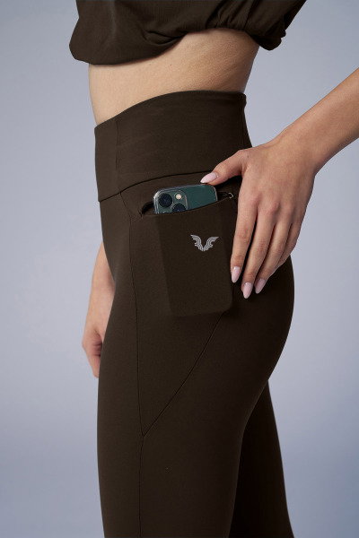 Kadın Kahve Yüksek Bel Toparlayıcılı Full Likralı Cepli Sporcu Tayt | 4056 