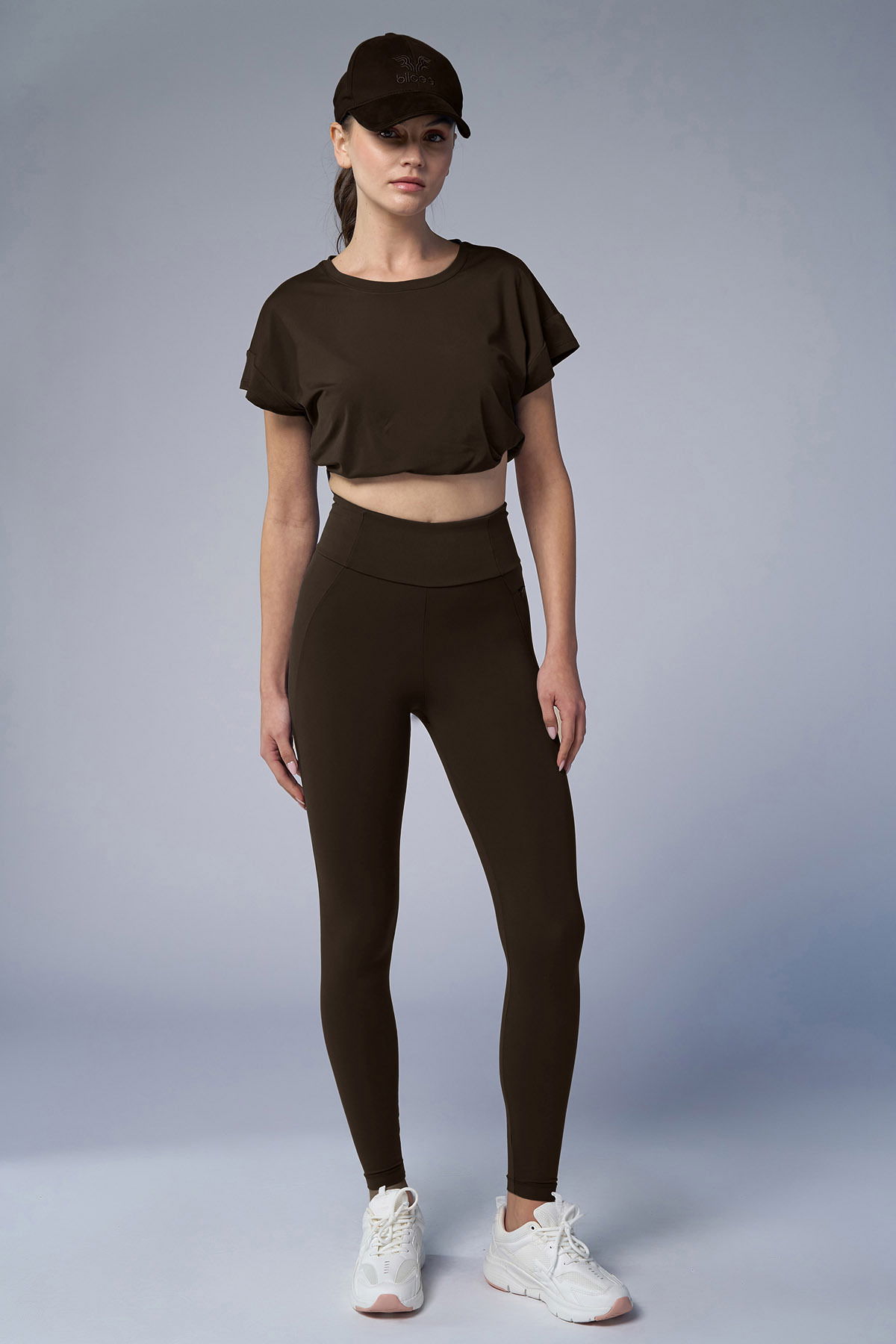 Kadın Kahve Yüksek Bel Toparlayıcılı Full Likralı Cepli Sporcu Tayt | 4056 - BİLCEE (1)