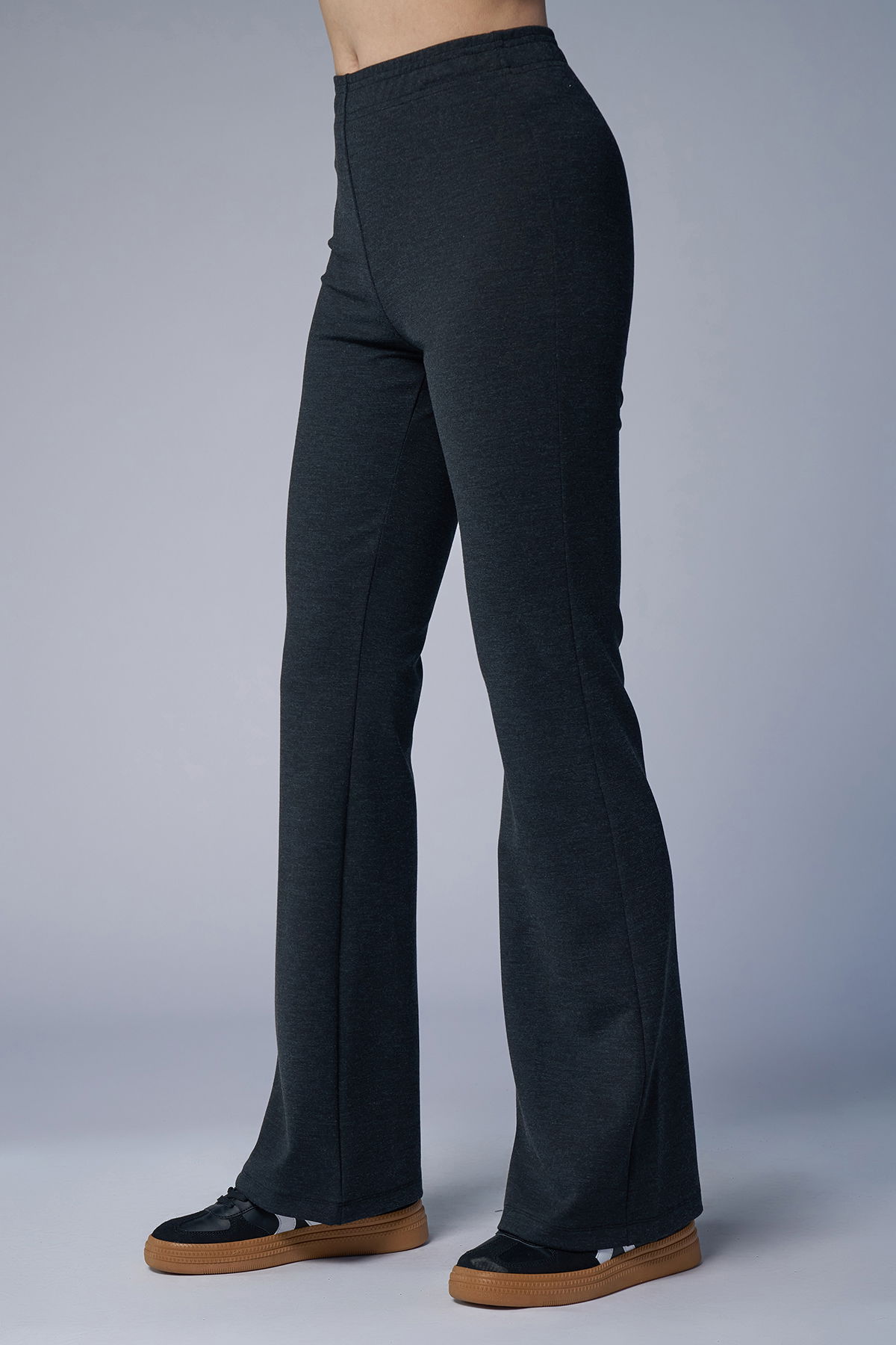 Kadın Antrasit Yüksel Bel Flare Pantolon | 4555 - BİLCEE