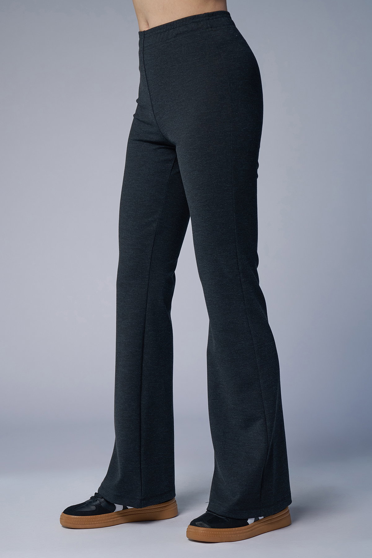 Kadın Antrasit Yüksel Bel Flare Pantolon | 4555 - BİLCEE