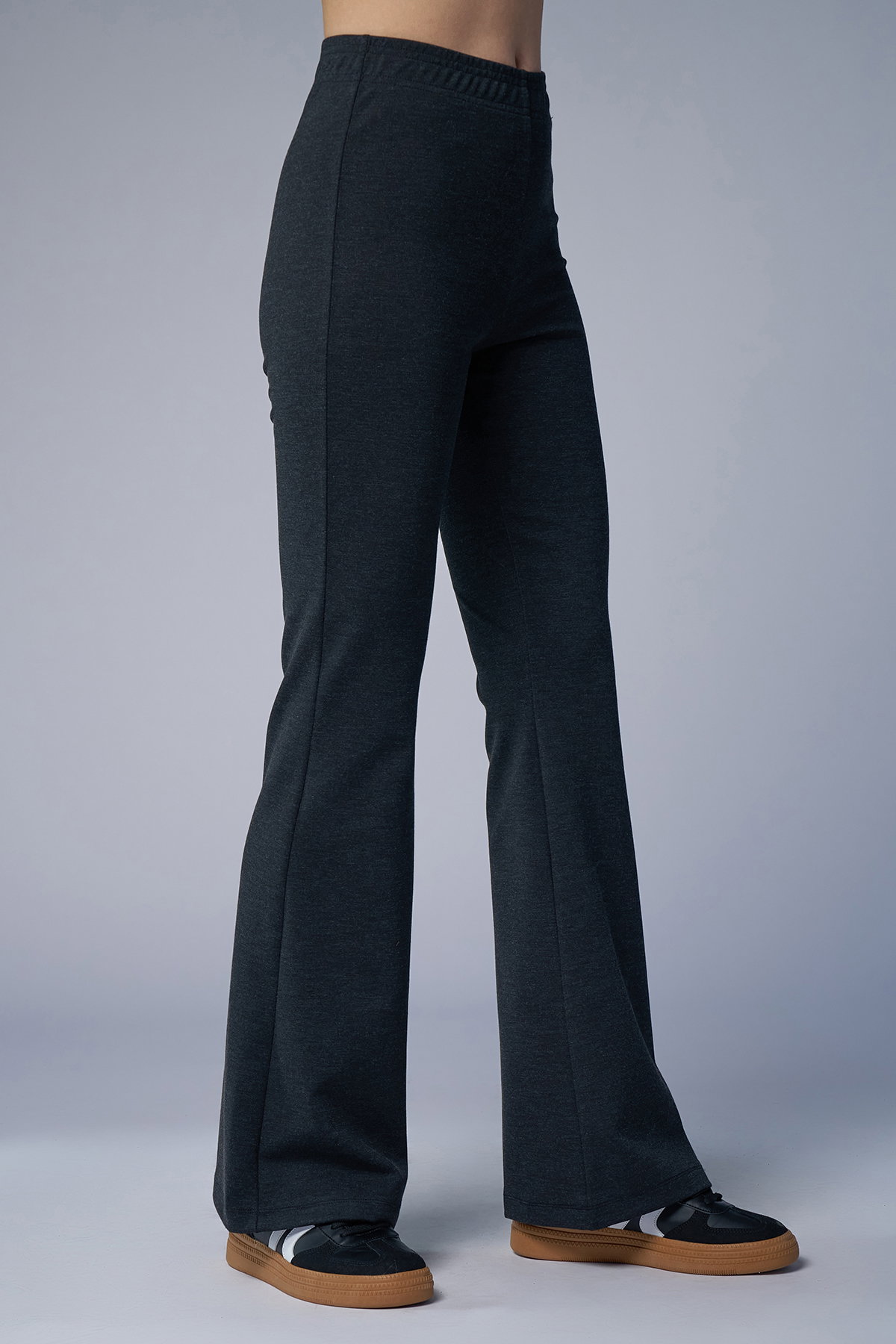 Kadın Antrasit Yüksel Bel Flare Pantolon | 4555 - BİLCEE (1)