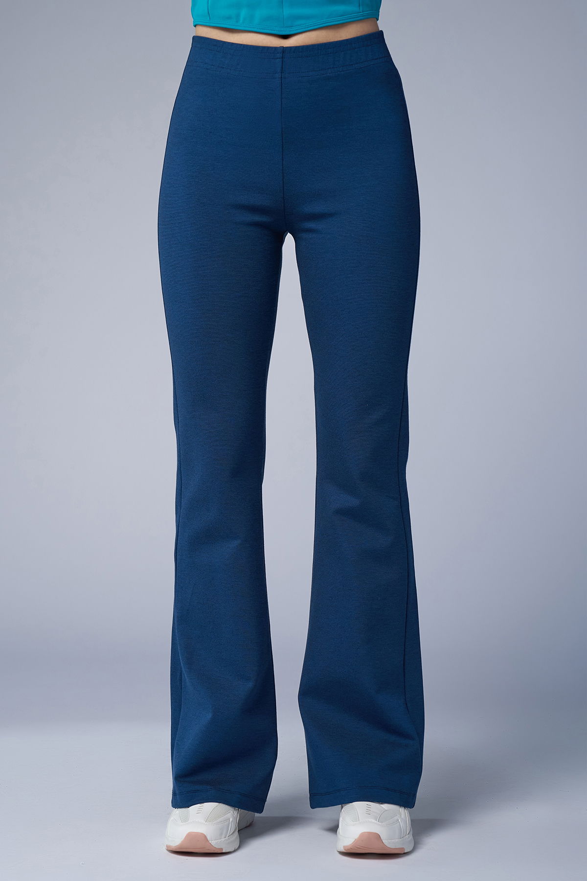 Kadın Mavi Yüksel Bel Flare Pantolon | 4555 - BİLCEE