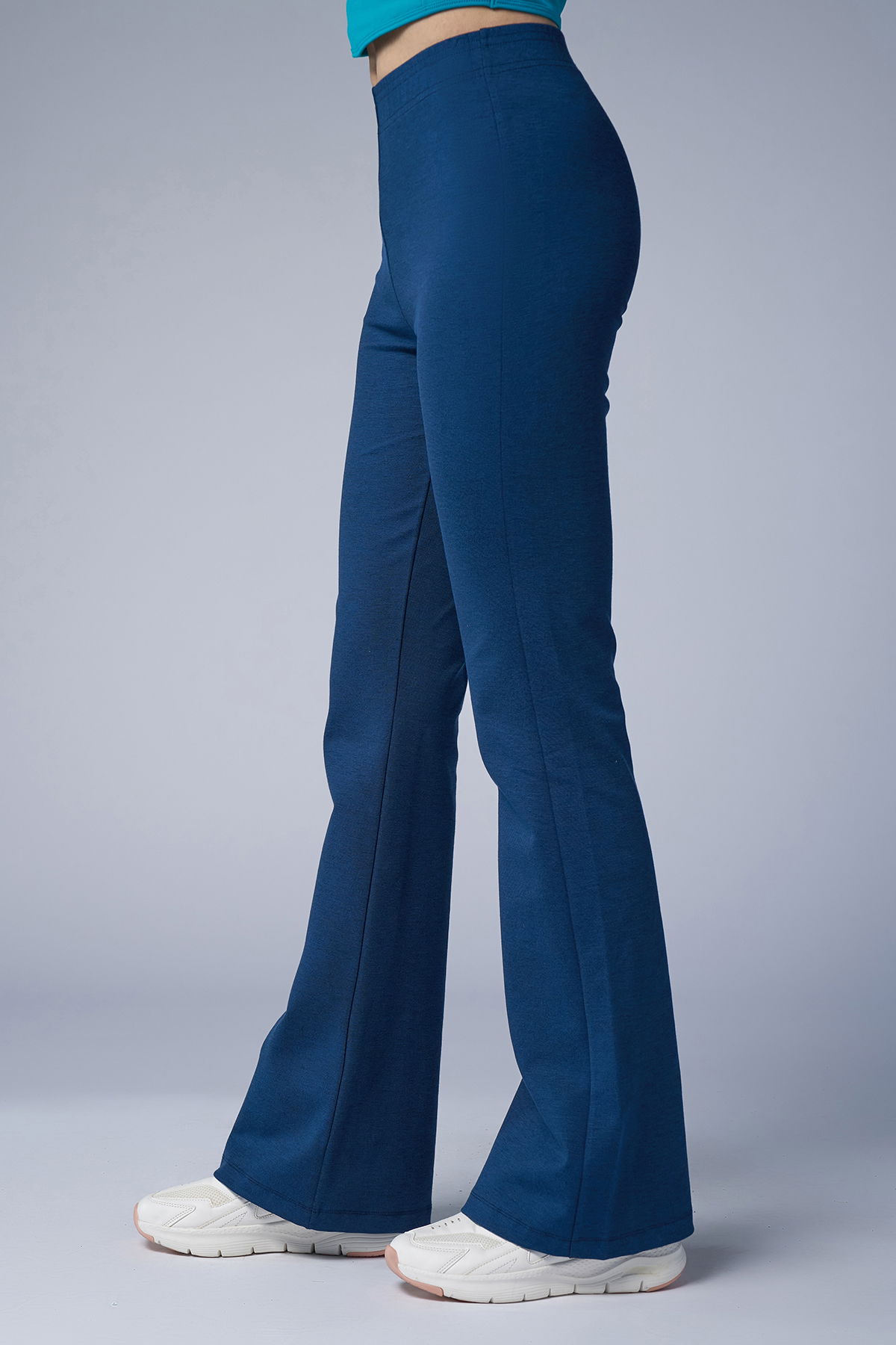 Kadın Mavi Yüksel Bel Flare Pantolon | 4555 - BİLCEE (1)