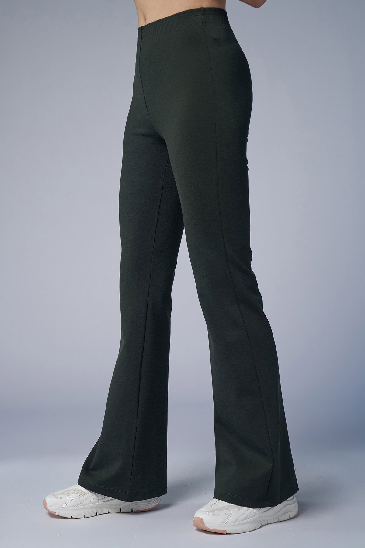 Kadın Haki Yüksel Bel Flare Pantolon | 4555 - BİLCEE (1)