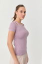 Kadın Lila Omuz Detaylı Yumuşak Dokulu Body Tişört 9723 - 4